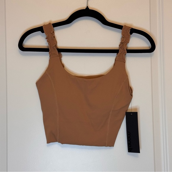 Mono B Tan Fitted Crop Tank Top - Picture 1 of 4
